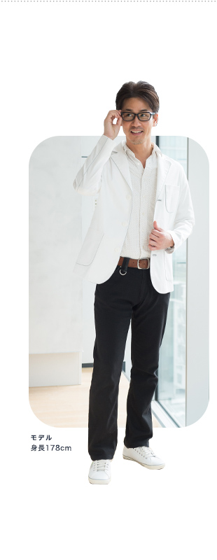 ケース4 ジャケット型白衣で座っていてもノンストレスなスタイルを